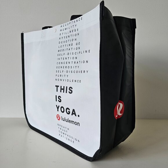 3 x New LULULEMON 1 Black, 1 Red, 1 White THIS IS YOGA Reusable Bags Large - Picture 7 of 7
